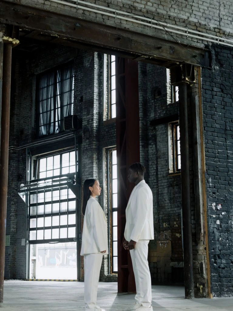 A reclaimed-wood ceremony space inside a Brooklyn warehouse.